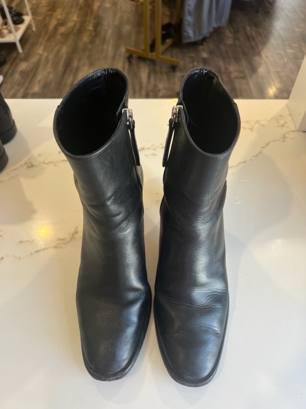 Reformation Black Leather Ankle Booties